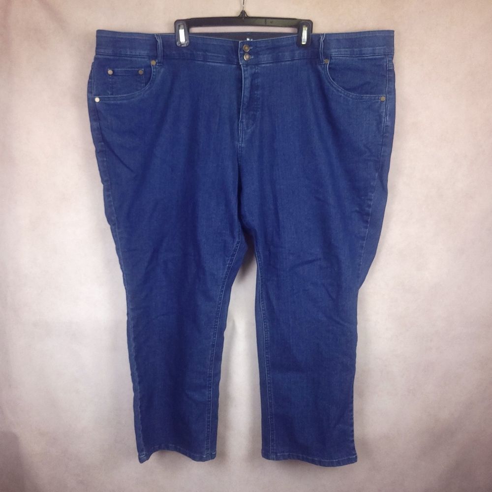 Woman Whithin Blue Straight Leg Jeans Size 30W Petite